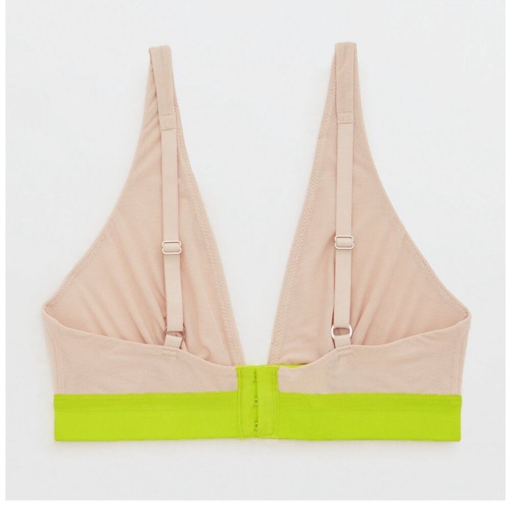 AERIE SMOOTHEZ MESH PLUNGE BRALETTE Sand size L NWT - Picture 3 of 6